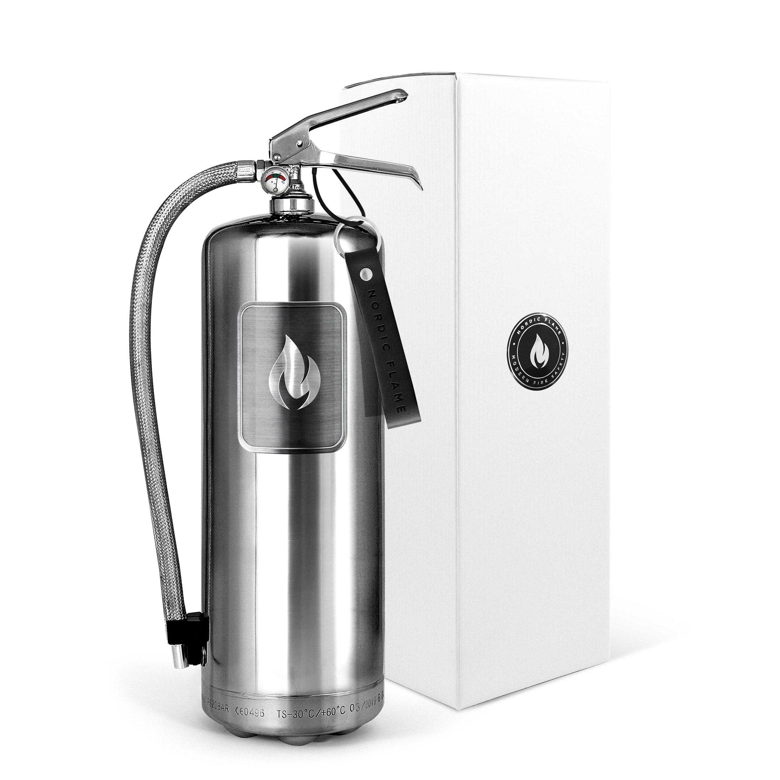 Design Feuerlöscher ABC-Pulver -  6 kg - Edelstahl - NORDIC FLAME