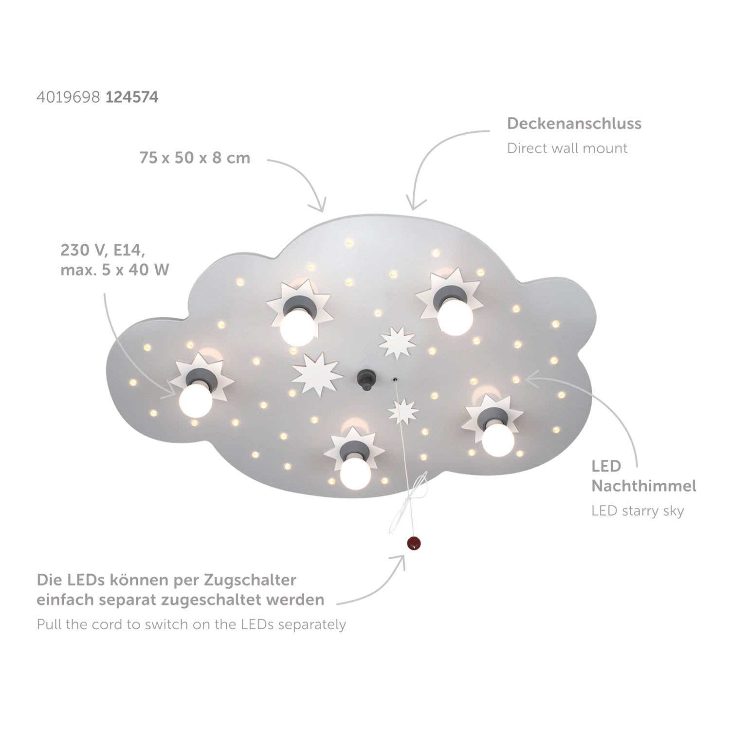 Deckenleuchte LED Sternenwolke, 6-flammig, silber Deckenleuchte LED Sternenwolke, 6-flammig, silber