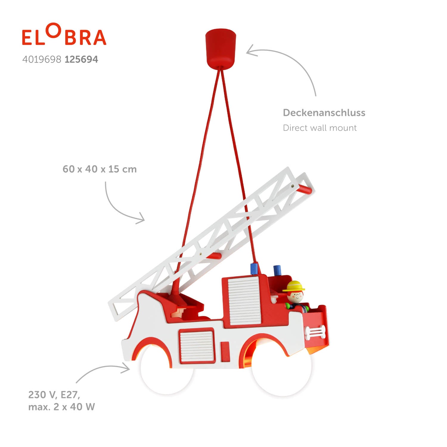 Pendelleuchte Feuerwehr mit Fred, 2-flammig Pendelleuchte Feuerwehr mit Fred, 2-flammig