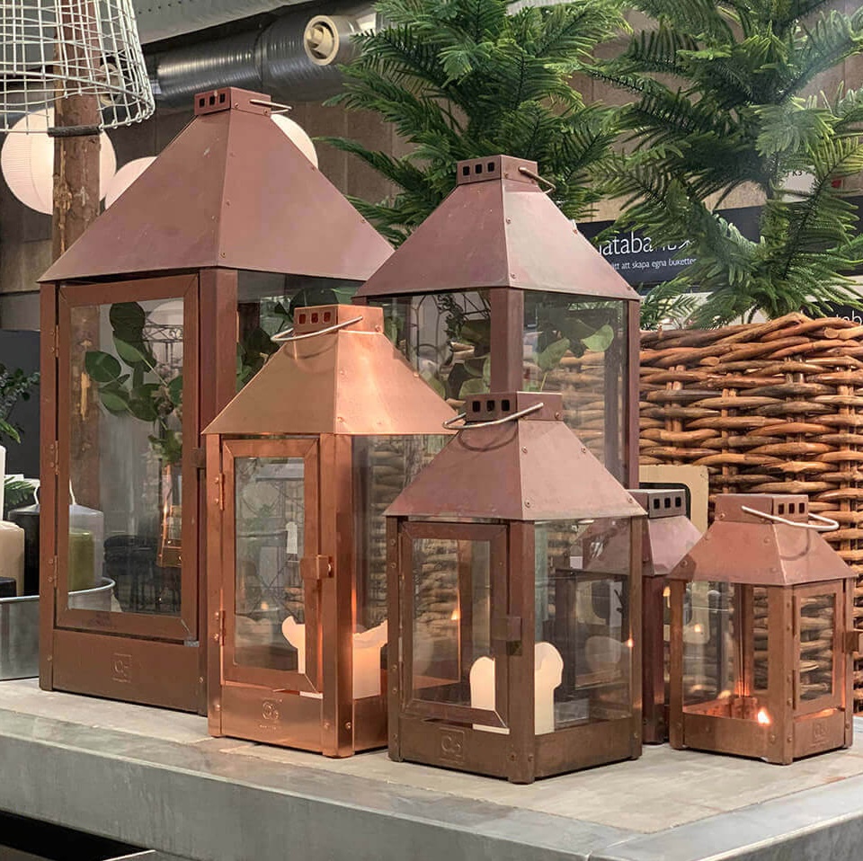 Kupfer Laterne Mega Quadrat, 52 cm